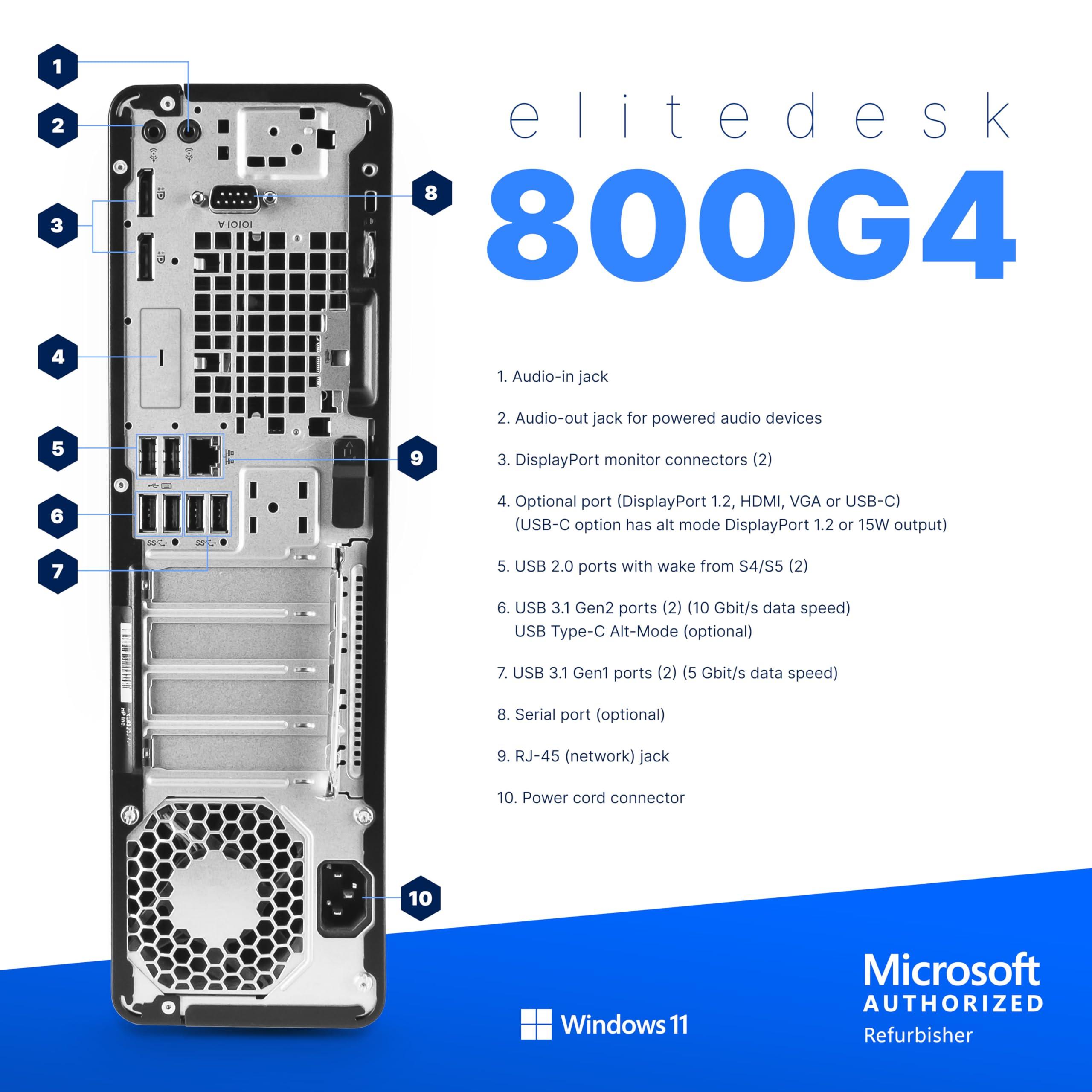 HP HP EliteDesk 800 G4 PC Computer, Intel i5-8500, Crucial 32GB DDR4 RAM, 1TB NVMe M.2, Windows 11 Pro, Internal WiFi 6 AX200, Cherry Keyboard & Mouse, Dual 22" LCD (Renewed) (800G4 Home Bundle)