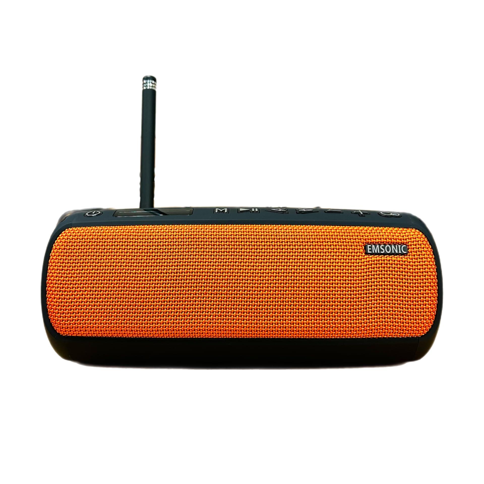 Emsonic Saver By Emsonic - Portable Bluetooth Speaker, Waterproof Speaker with Carbon Monoxide Detector & FM Radio - 24-Hour Playtime, 40W Powerfull Sound & Deep Bass - Black