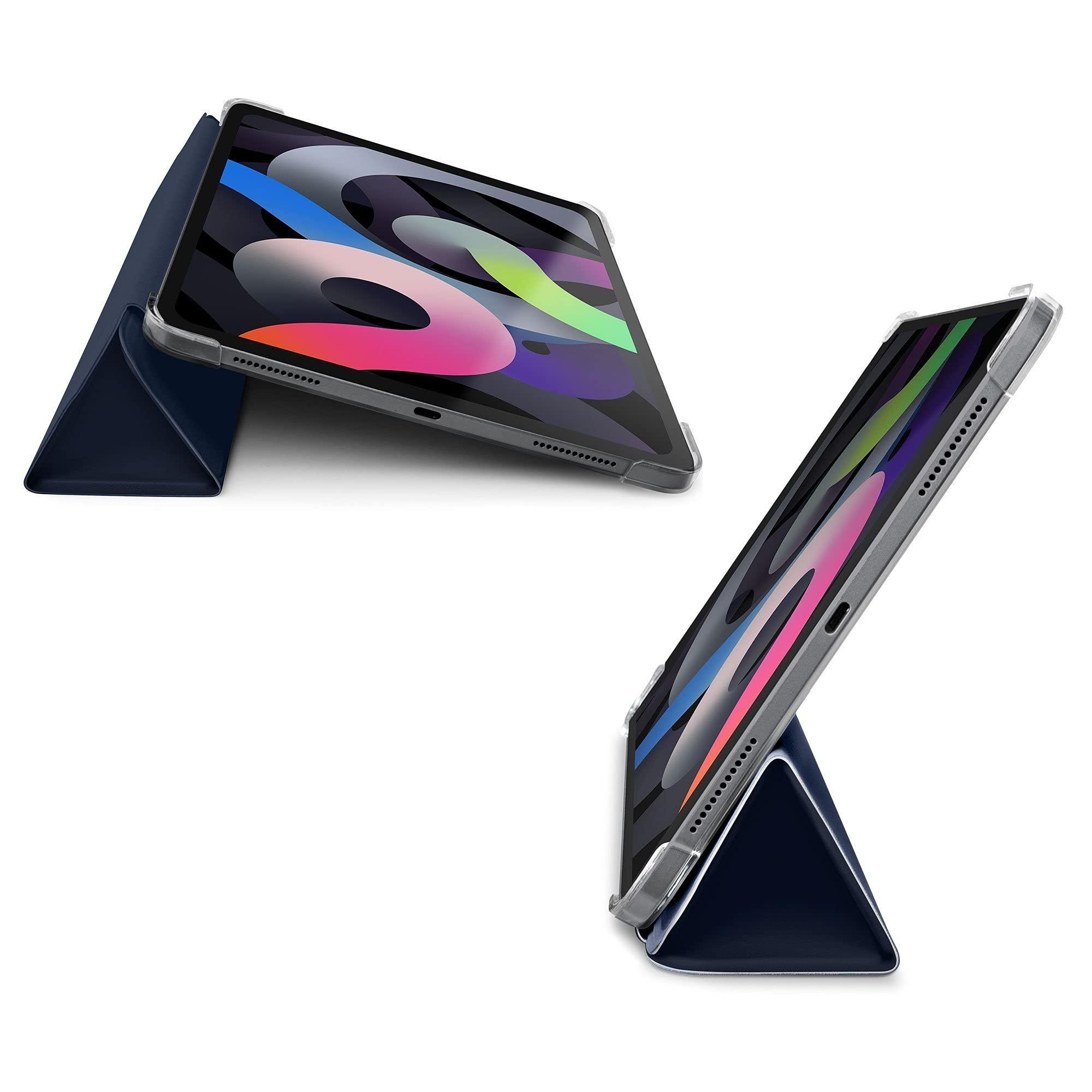 LAUT LAUT - HUEX Folio case Compatible with iPad Air 10.9-inch (2020) | Built-in Apple Pencil Holder | Crystal Clear Hard Back Casing | Slim & Ultra-Lightweight Navy