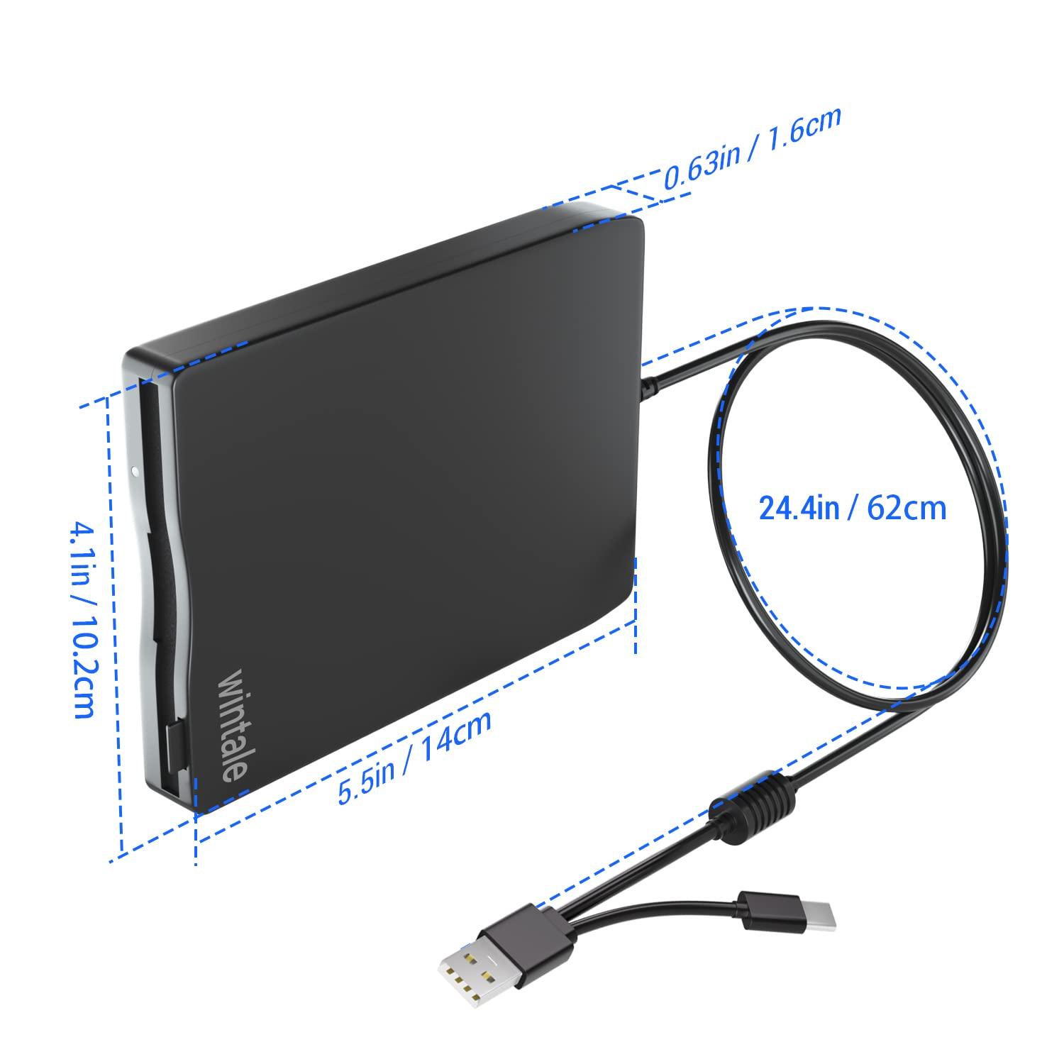 wintale wintale USB Floopy Drive,Portable 3.5\" USB External Floppy Disk Drive,Slim Plug and Play 1.44 MB FDD for PC Windows 2000/XP/Vista/7/8/10/11 Mac