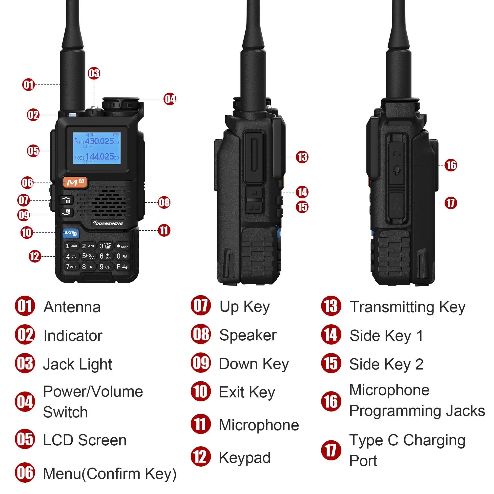 QUANSHENG QUANSHENG UV-5R Plus Walkie Talkie Am Fm Two Way Radio Long Range NOAA Wireless Copy Frequency USB Charger Ham Radio 2 Pack with 771 Antenna