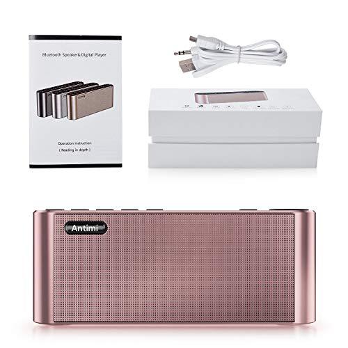 Antimi Antimi Bluetooth Speaker,FM Radio Player,MP3 Player Stereo Portable Wireless Speaker Drivers with HD Sound, Built-in Microphone, High Definition Audio and Enhanced Bass(Black) (Pink)