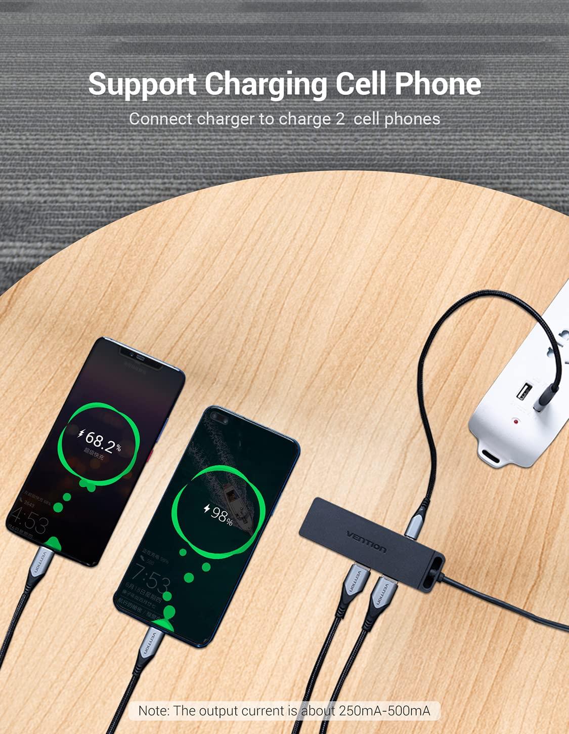 VENTION VENTION USB C Hub, USB Type C to USB Adapter with 4 USB 3.0 Ports, Thunderbolt 3 USB 3.0 Port with Powered Support, USB Hub for Laptops, MacBook Pro/Air 2020/2019 and More USB Type C Devices 3FT