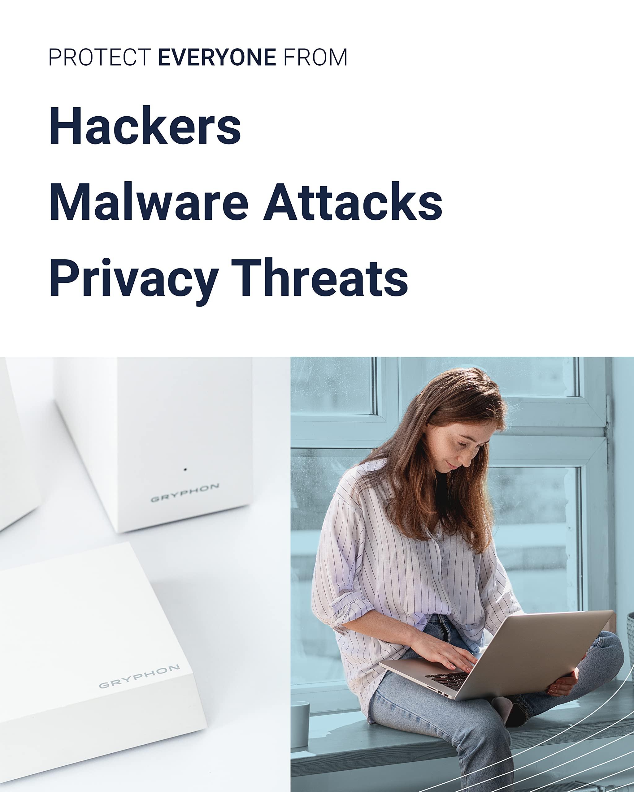 Gryphon Gryphon AX Ultra-Fast Mesh WiFi 6 Parental Control Router 2-Pack Advanced Content Filters and Next-Gen Firewall - 4.3 Gbps Across 3,000 sq. ft. per Router for Multi-Device Households