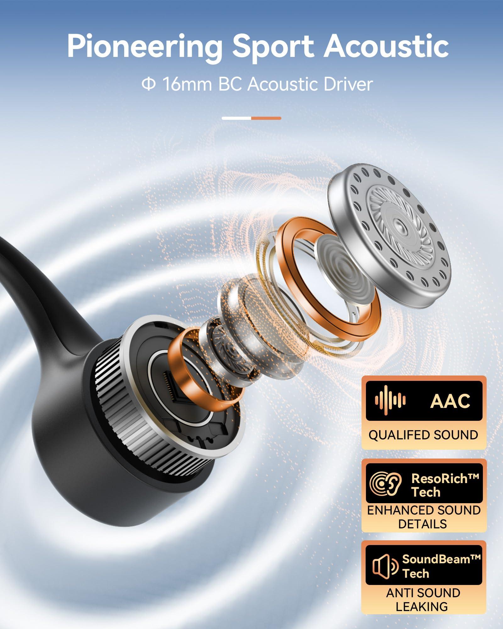 DEMICEA DEMICEA Open Ear Sport Headphones, Wireless Bone Conduction Earphones, Built-in 32GB MP3,with Mic, IP68, Sweat & Water Resistant, Up to 8 Hours Battery, Bluetooth 5.3,for Running,Workouts