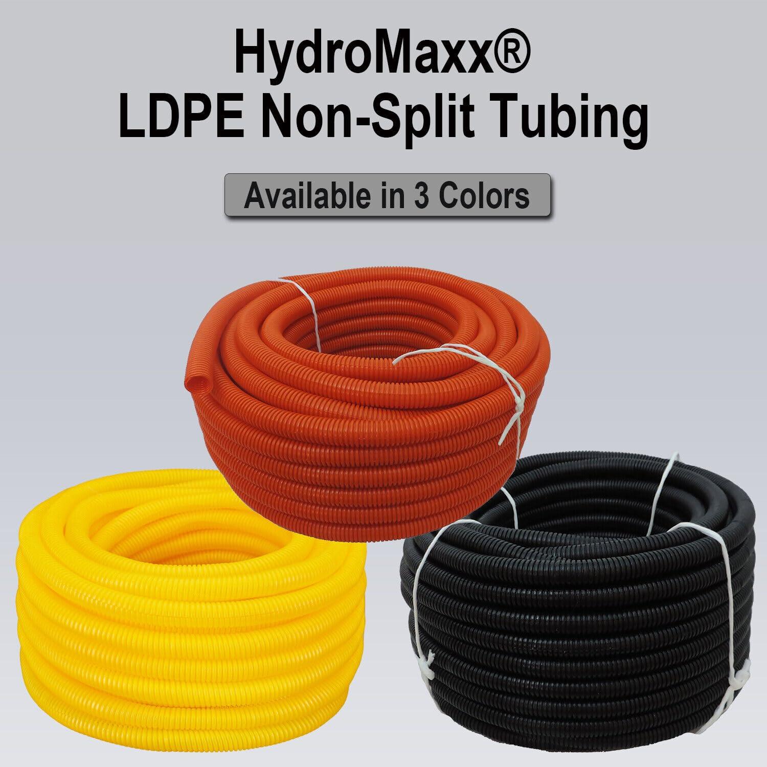 hydromaxx Flexible Polyethylene LDPE Non-Split Corrugated Wire Loom Tubing (3/4" Dia. x 100 ft, Yellow)