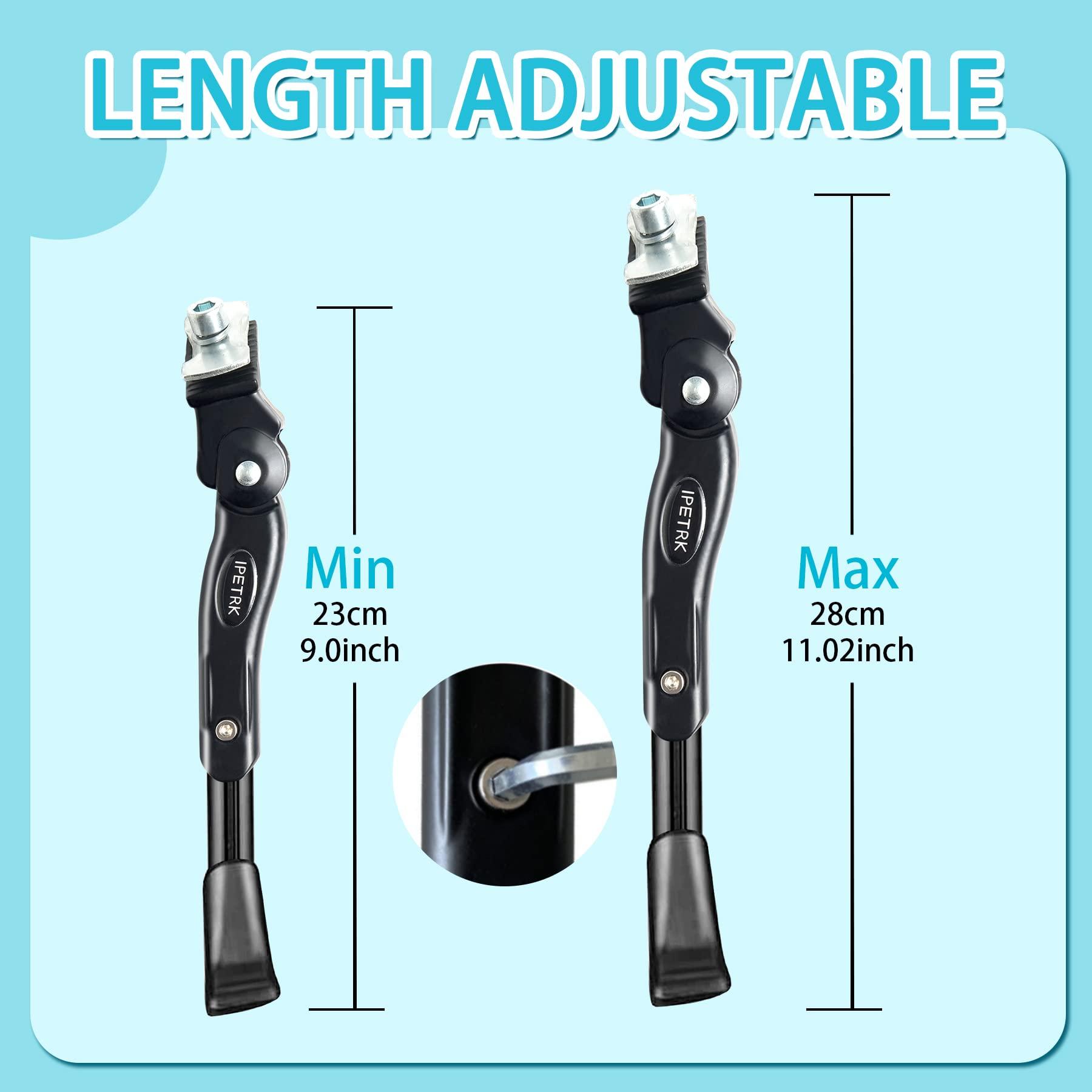 IPETRK IPETRK Kickstand for Kids Bike for 16 18 20 Inch Adjustable Folding Center Mount Children's Bicycles Black Aluminium Alloy Bike Kick Stand Easy Install