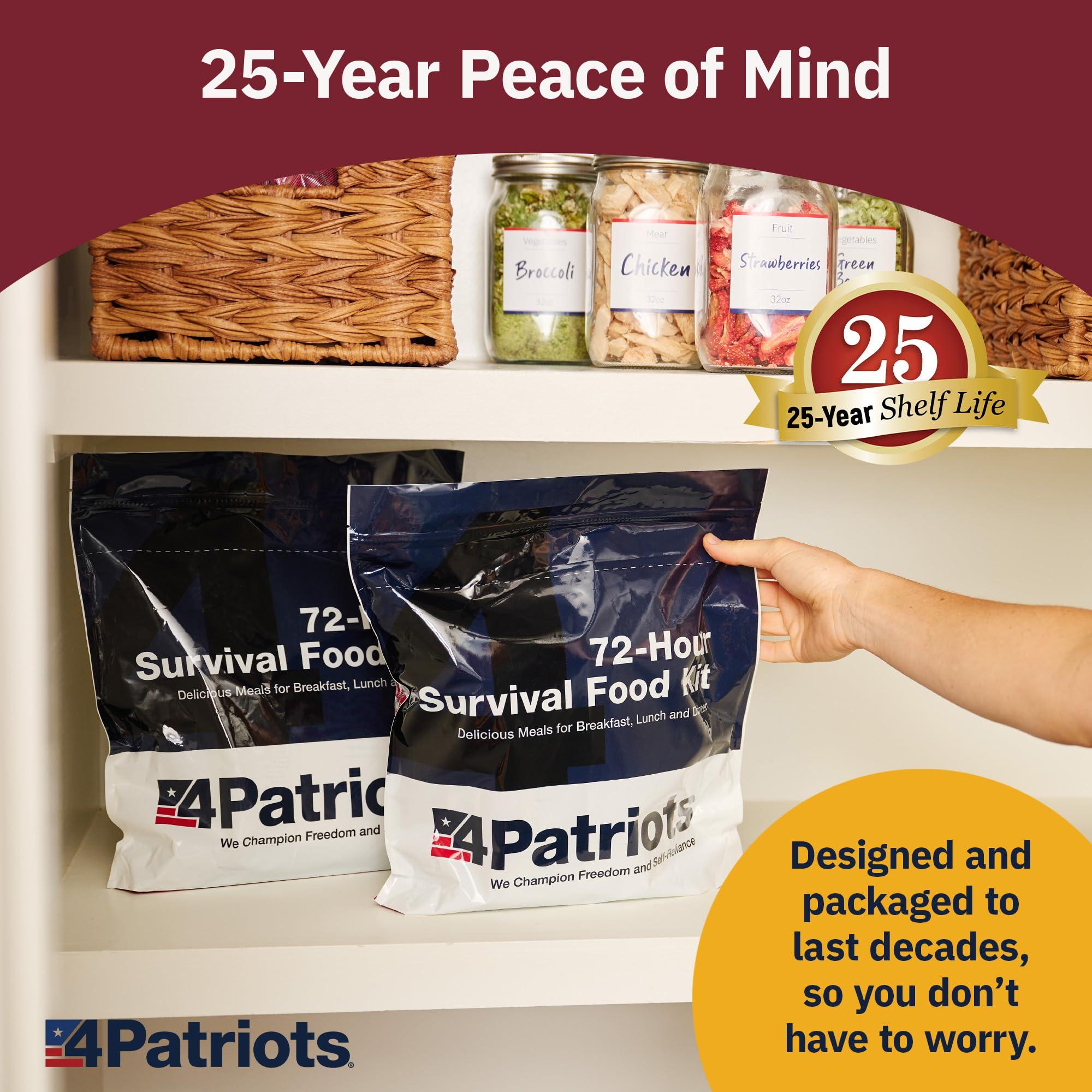 4Patriots 4Patriots 72-Hour Survival Food Kit: Emergency Food Supply Designed to Last 25 Years, 20 Servings