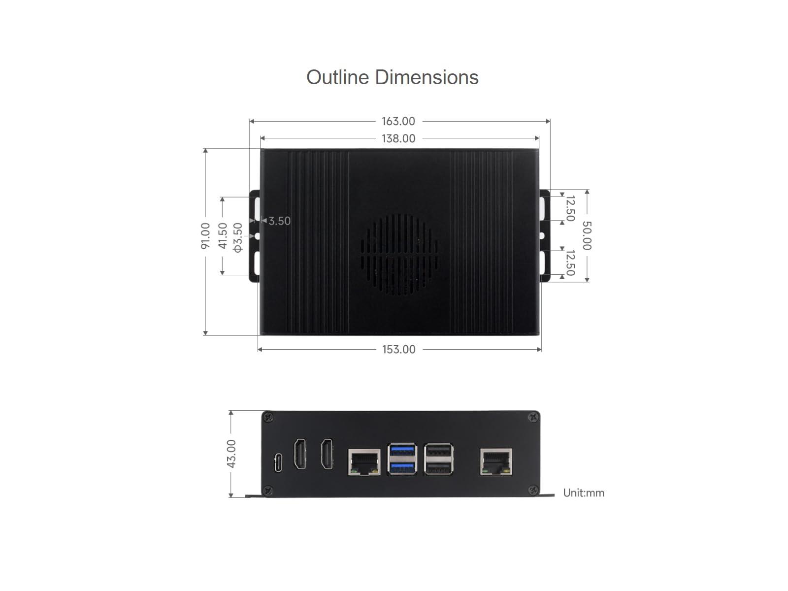 waveshare waveshare Multi-Functional All-in-one Mini-Computer Kit Designed for Raspberry Pi 5,Aluminum Alloy Case+Pi5 HDMI and Type-C Adapter+PCIe to M.2 Board