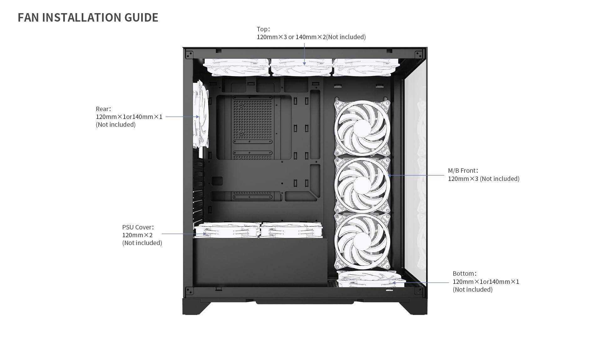 Bluegears Bluegears Bgears b-Pellucid ATX Gaming PC Case. Front and Side Tempered Glass Design with Built in USB C Port. (Fans are Sold Separately!!).