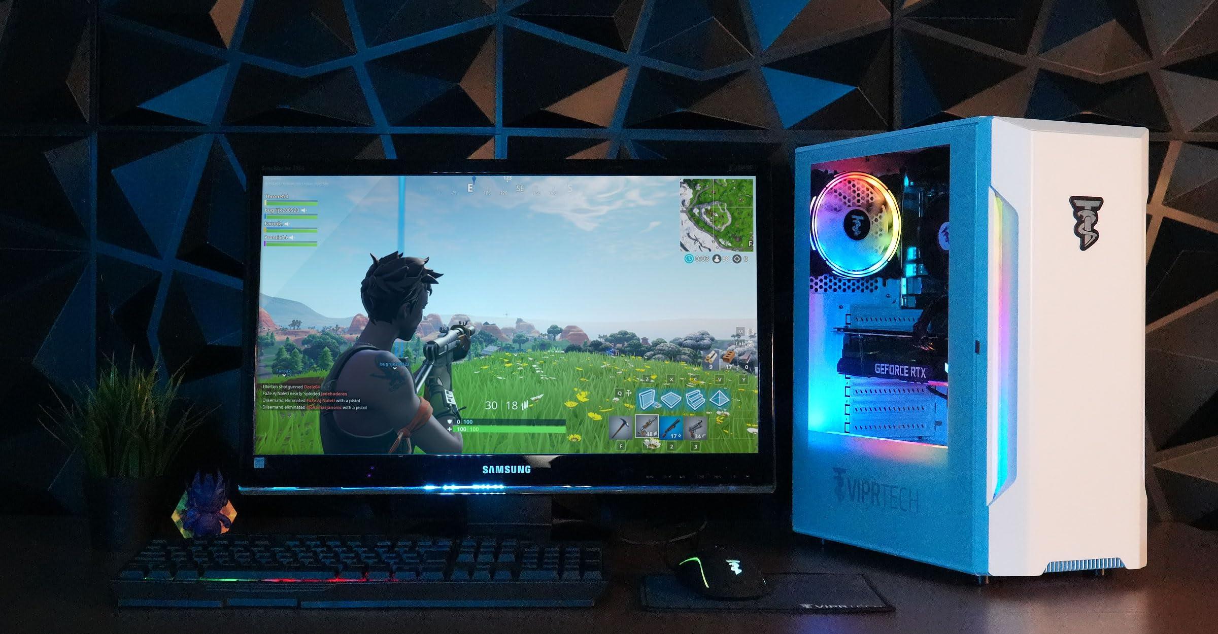 ViprTech ViprTech Rebel 4.0 Gaming PC - AMD Ryzen 7 (4.1Ghz Turbo), RTX 4060 8GB, 32GB DDR4 3200, 1TB NVMe SSD, VR-Ready, Streaming, WiFi BT, RGB, Win 11 Pro, Prebuilt Desktop Computer White