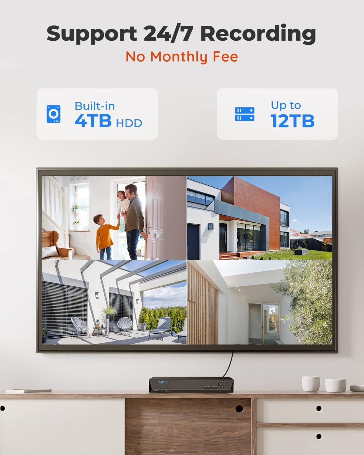 REOLINK Reolink 5MP PoE Security Camera System Bundle, 8PCS 5MP IP Cameras, a 16CH NVR with Pre-Installed 4TB HDD, RLK16-410B8-5MP Bundle with 6MP PoE IP Fisheye Camera