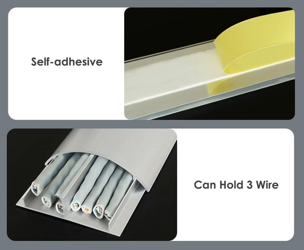 SRNSAEB SRNSAEB Doorway Floor Cord Covers for Wires, Aluminum Cable Raceways, 1m/3.3ft Long Cable Hiders Floor Wire Protector, Can Storage 3 Cable