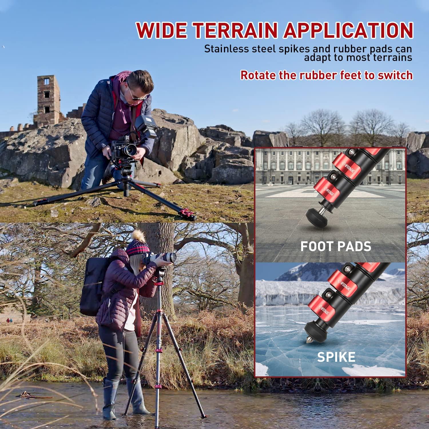 IFOOTAGE IFOOTAGE TC6S Carbon Camera Tripod, Professional Video Tripod 3 Sections with Centre Pole,360 Rotate Ball HeadCompatible with DSLR Camcorder