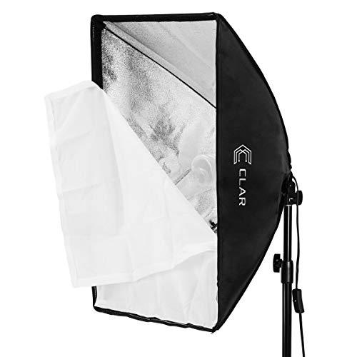 Flashpoint CLAR 2-Light SoftBox Kit, Fluorescent Lamps 5500K Bulbs, Stands & Carrying Case - Continuous Cool Lights