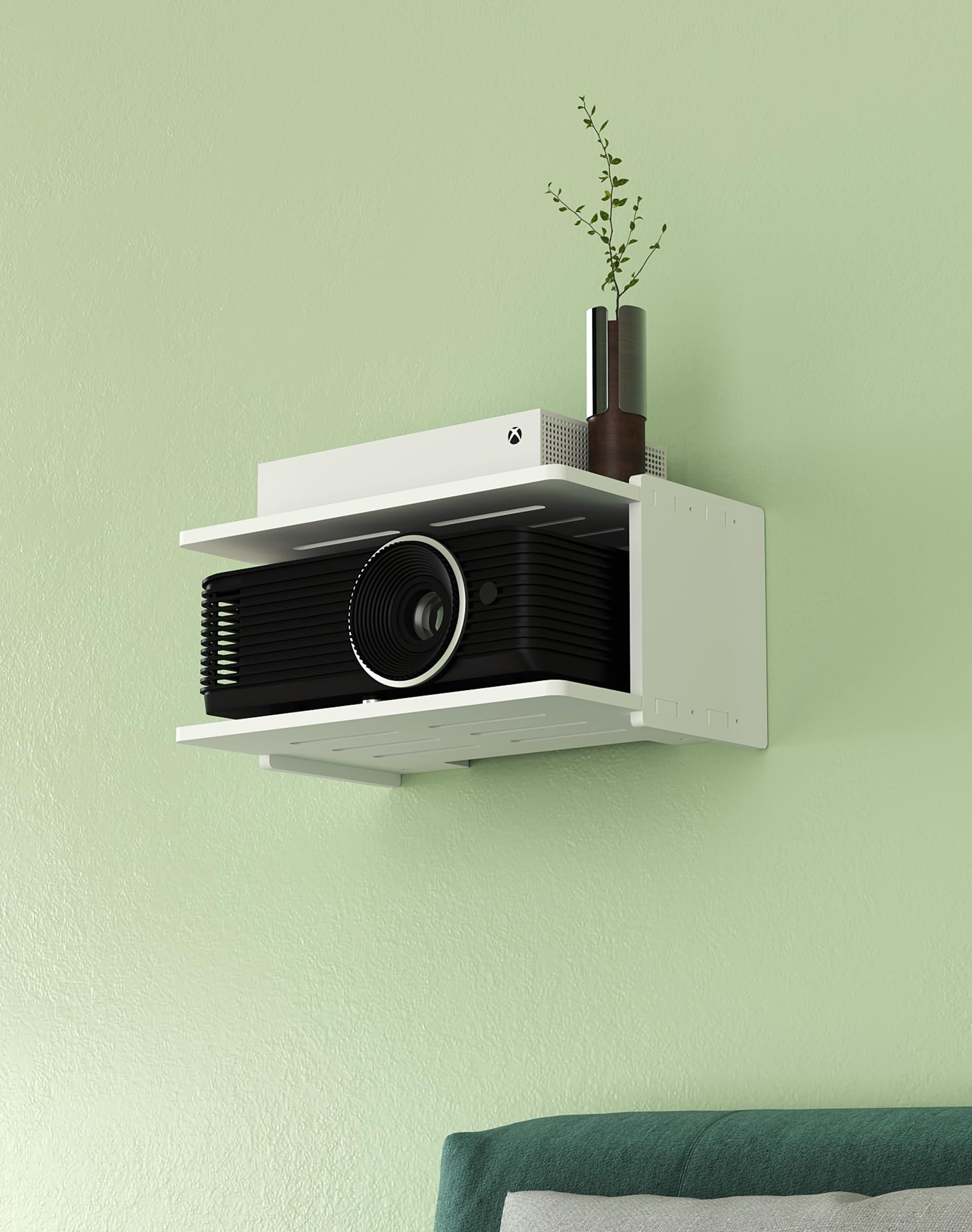 AREAJD AREAJD Projector Shelf for Wall, Floating Projector Wall Mount, Game Shelf for Xbox one S/X Series S, Holder Stand Accessories White