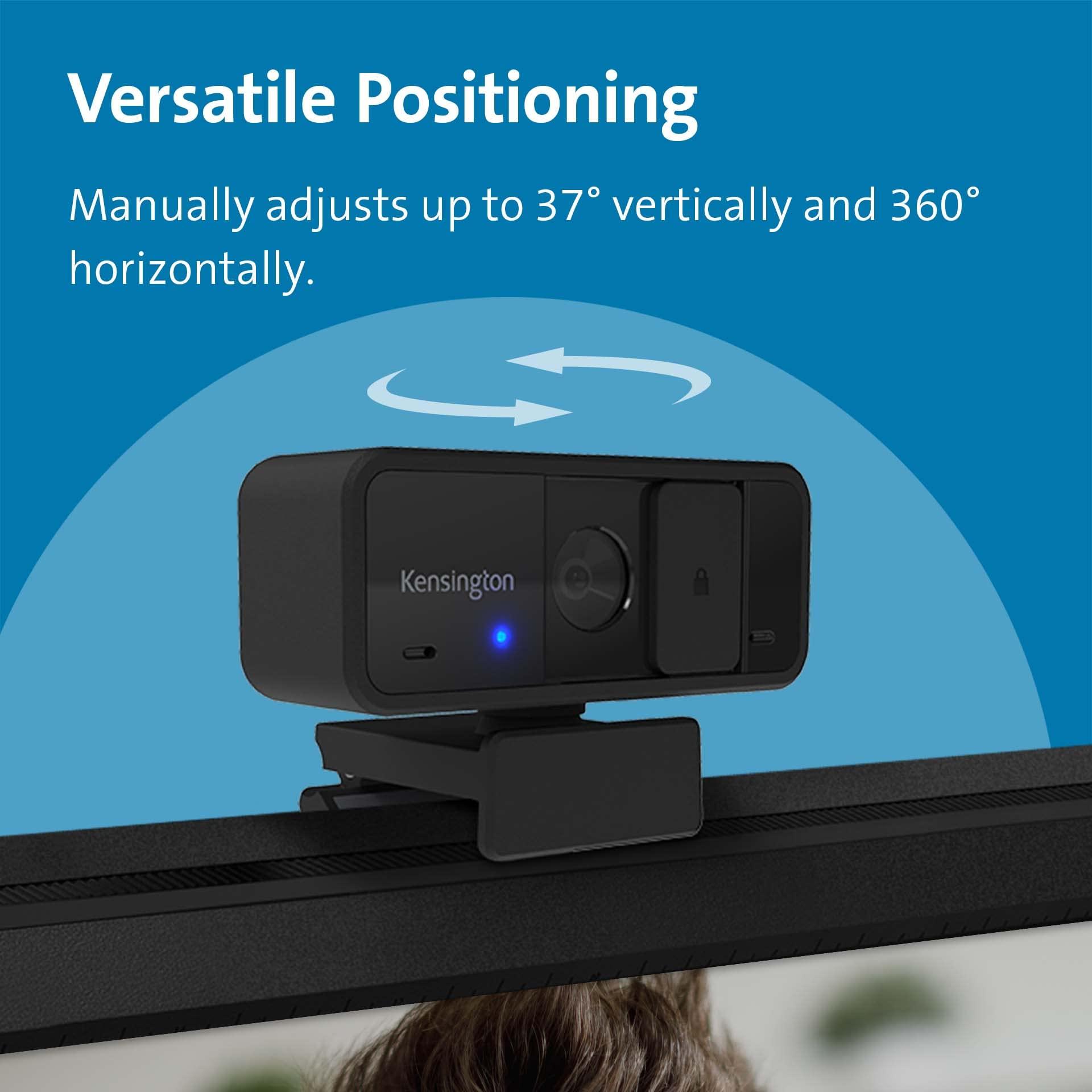 Kensington Kensington W1050 1080p Fixed Focus Wide Angle Webcam for Video Conference, Dual Stereo Mic, Software Control, Privacy Cover, Works with Microsoft Teams, Google Meet, Zoom and More (K80250WW)