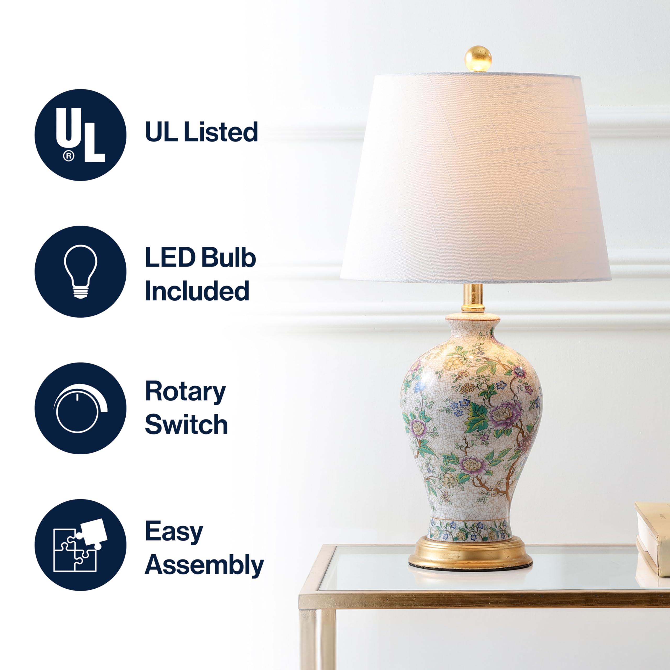 JONATHAN Y JONATHAN Y JYL3009A Grace 24" Floral LED Table Lamp Classic Cottage Bedside Desk Nightstand Lamp for Bedroom Living Room Office College Bookcase LED Bulb Included, Multicolor