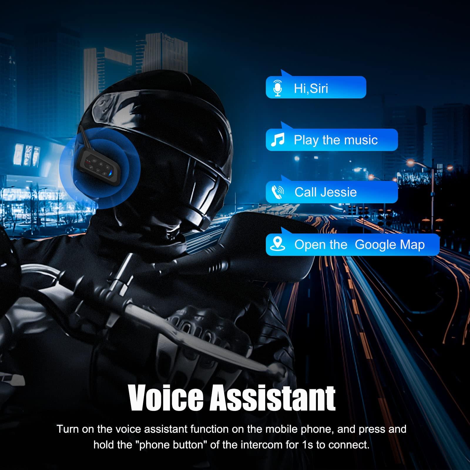 EJEAS EJEAS V4 Plus Helmet Communication System, Motorcycle Bluetooth V5.1 Headset 1500m Helmet Intercom with Noise Reduction/3D Sound/FM Radio/Hands-Free, Ideal for 2 to 4 Riders Group Talking (1PC)