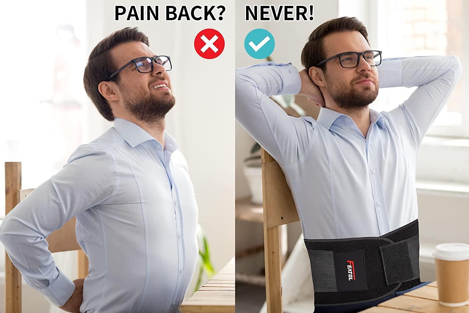 FEATOL FEATOL Breathable Back Brace with Lumbar Pad for Women & Men, Support Belt for Lower Back Pain Relief for Herniated Disc, Sciatica, Scoliosis S/M (Waist Size:24.4\'\'-30\'\')