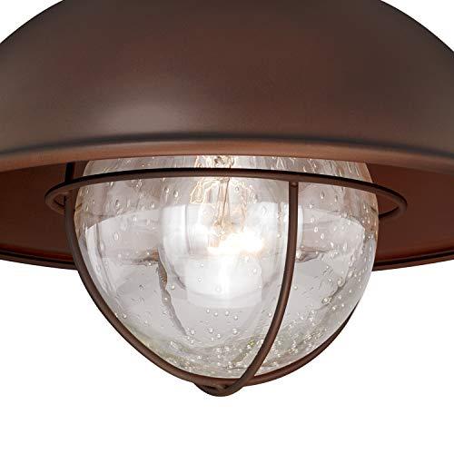 VAXCEL VAXCEL Indoor Outdoor Ceiling Light - Harwich Burnished Bronze and Clear Seeded Glass Semi Flush Mount Light Fixture, Farmhouse, Coastal, Nautical Decor, for Carport, Front Porch, Patio, Entryway
