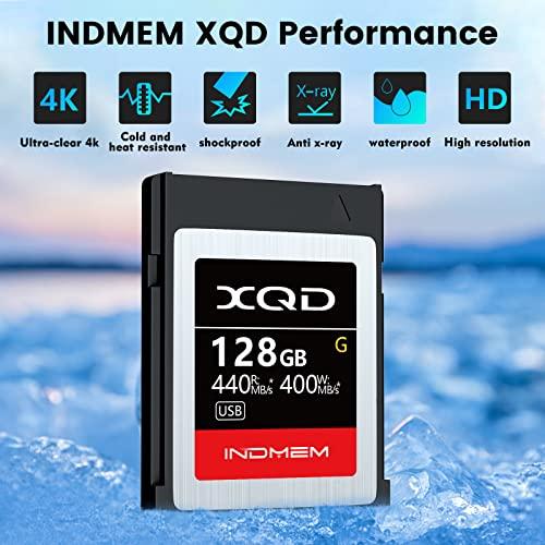 INDMEM INDMEM XQD 128GB Memory Cards, 5X Tough MLC XQD Flash Memory Cards High Speed G Series| Max Read 440MB/s, Max Write 400MB/s