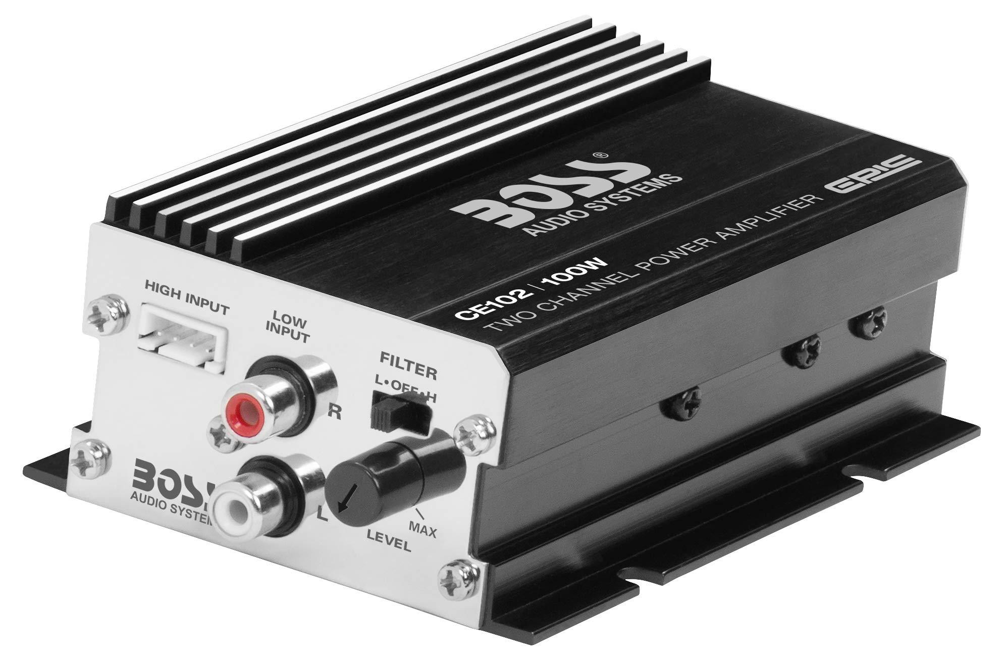 BOSS Audio Systems BOSS Audio Systems CE102 2 Channel Car Amplifier - 100 Watts, Full Range, Class A/B, IC (Integrated Circuit)