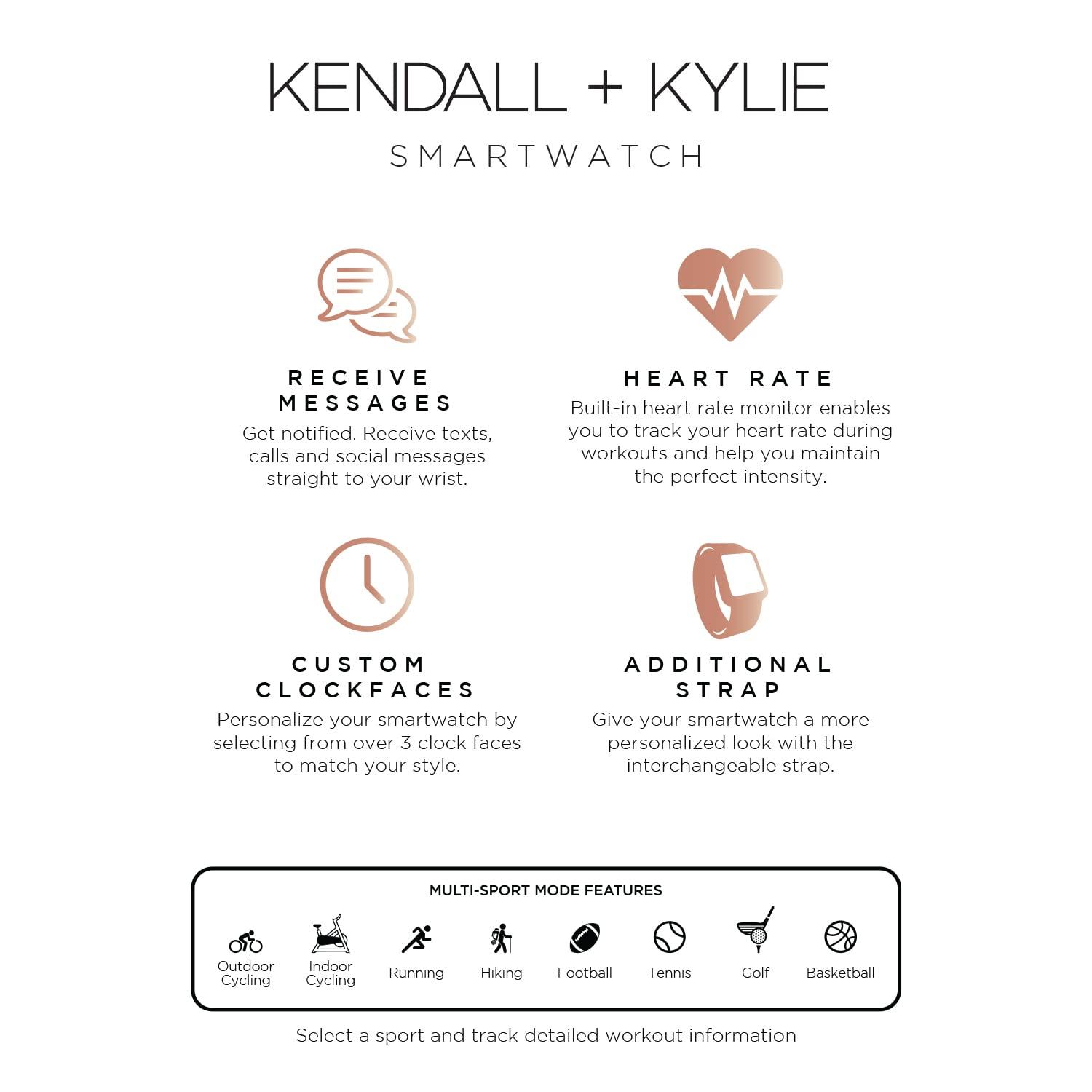 iTouch iTouch Kendall + Kylie Smartwatch iPhone and Android Compatible, Pedometer, Walking and Running Tracker for Women and Men (Rose Gold Case and Merlot/Blush Interchangeable Straps)