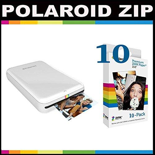 Polaroid ZIP Mobile Printer ZINK Zero Ink Printing Technology - With Polaroid 2x3 inch Premium ZINK Photo Paper (10 Sheets)- White image-1