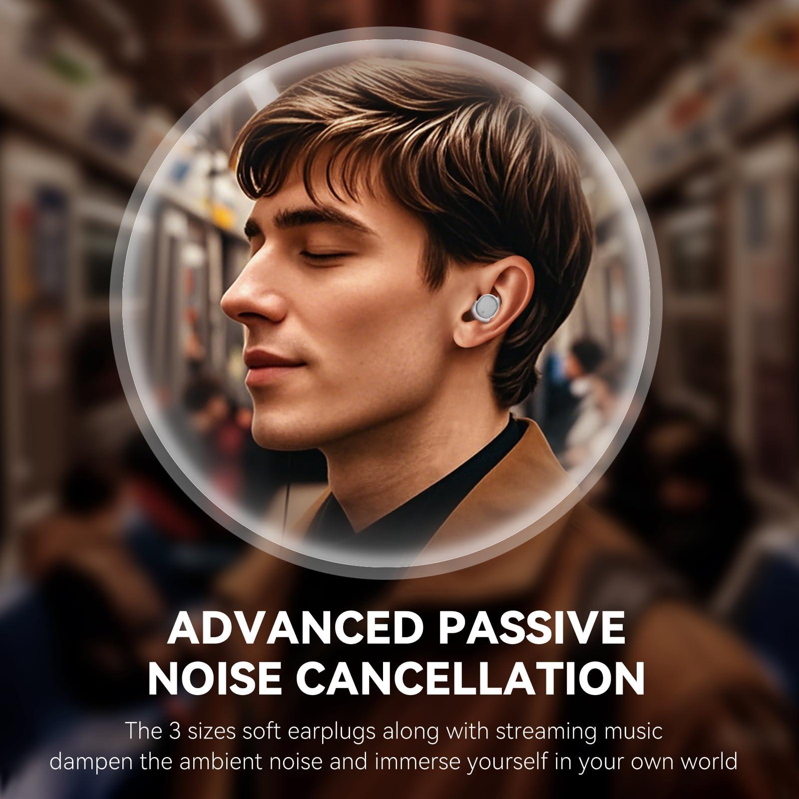 Bluripp Noise Blocking Earbuds for Sleep with Sleeping, Game, and Music Modes, Long 7-Hour Playtime, Wireless Bluetooth Streaming, Slim Fit for Side Sleepers (White)