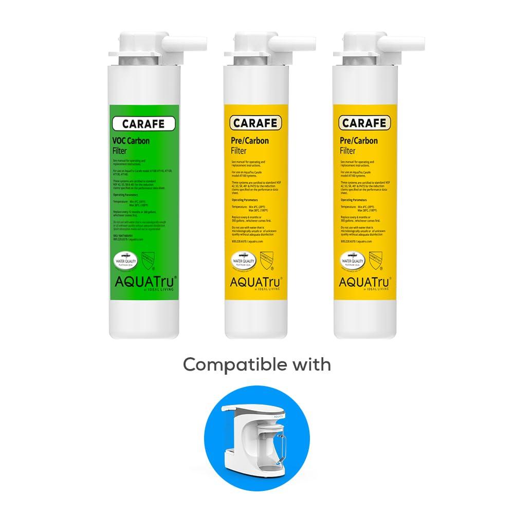 AQUA TRU AquaTru Carafe | Replacement Filters for AT100 Countertop Water Purifier | One-Year Carafe Filter Combo Pack