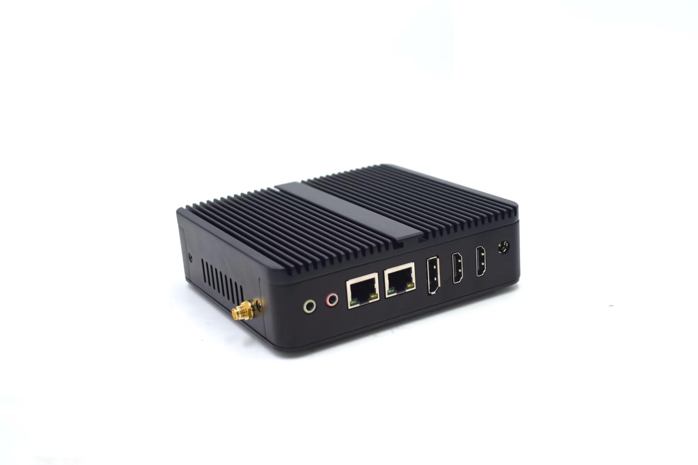 BASOARO BASOARO Mini Desktop PC, Industrial PC Fanless Win 11 Pro, Celeron J6412, 8G RAM 512G SSD 1TB HDD, 2*RS232 COM, Dual LAN, 1*DP, 2*HD, Triple Display, 4K, WiFi, Dual Band WiFi, Mini PC Fanless