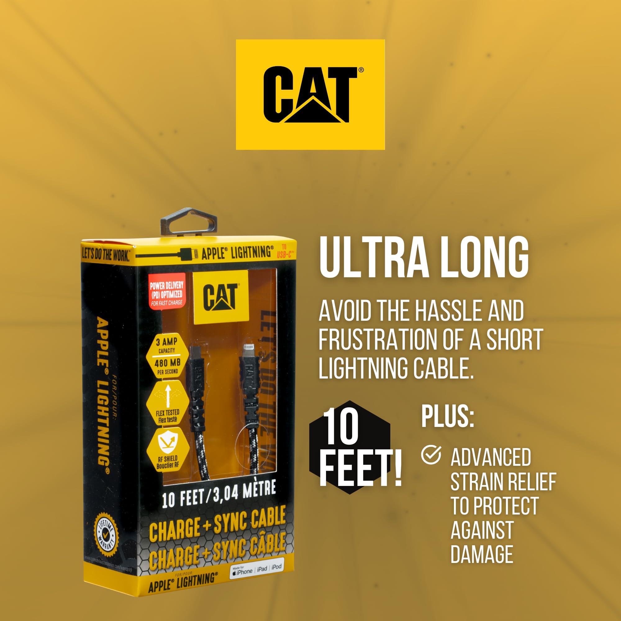 CAT CAT MFI Apple Certified Lightning Cable - 10 Ft iPhone USB C to Lightning Cable Fast Charging Charge Plus Sync Charger Cord for Cell Phone Type C Cable