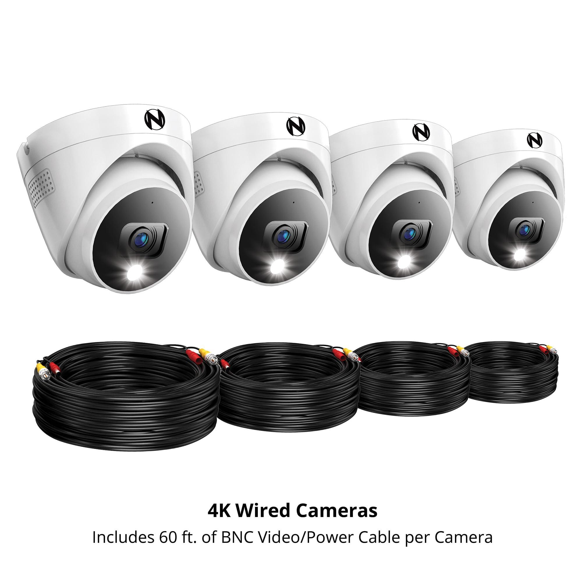 Night Owl Night Owl Add On Wired 2K HD Indoor/Outdoor Deterrence Dome Cameras with 2-Way Audio (4 Pack)