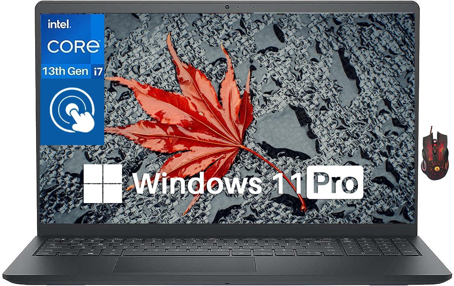 Dell DELL Inspiron 15 Touchscreen Laptop for Business, 15.6" Anti-Glare FHD Laptop, 13th Gen Intel Core i7-1355U(Up to 5GHz, 10 Cores), 64GB RAM, 2TB SSD, 1TB HDD, Wi-Fi 6, Win 11 Pro, with Wired Mouse