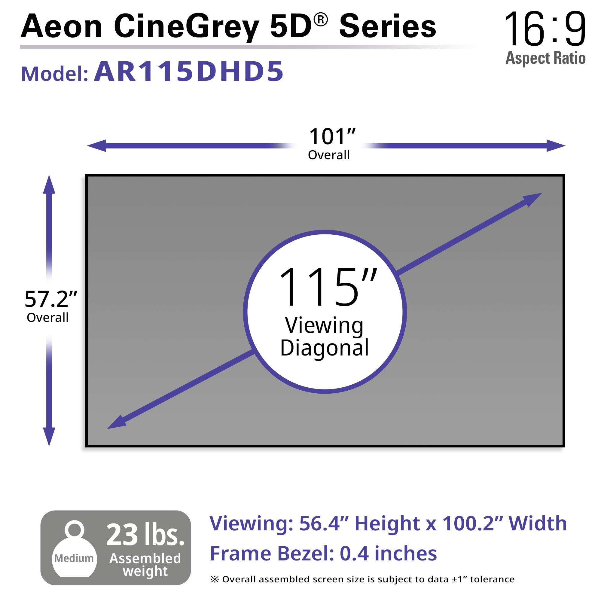 Elite Screens Elite Screens Aeon CineGrey 5D 115-Inch 16:9 Edge-Free CLR/ALR Projector Screen Ceiling & Ambient Light Rejecting Fixed Frame Screen for Home Theater and Movies, AR115DHD5