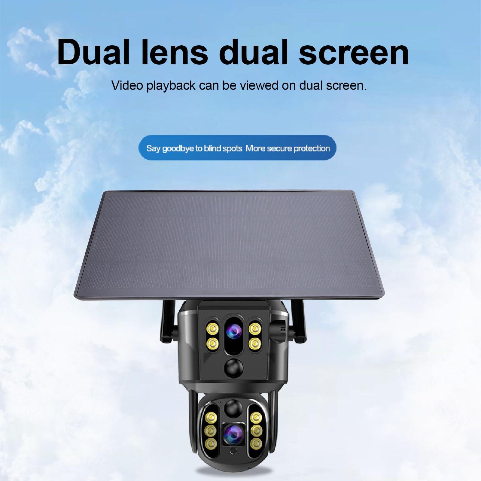 VBESTLIFE VBESTLIFE 8MP 4K Dual Lens Solar Security Camera Outdoor, Security Camera Outside with Color Night Vision, AI Human Detection, Real Time Alarm, 2 Way Audio