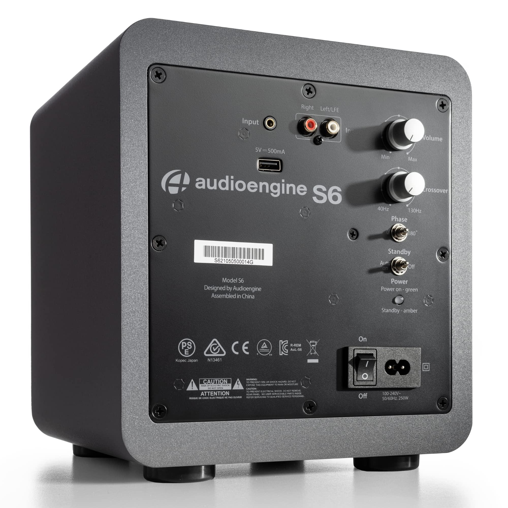 Audioengine Audioengine S6 210W Compact Powered Mini Subwoofer- Powerful Bass in a Small Package - Great for Desktops, Apartments, Offices and Gaming Setups