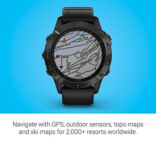 Garmin Garmin 010-02158-01 fenix 6 Pro, Premium Multisport GPS Watch, Features Mapping, Music, Grade-Adjusted Pace Guidance and Pulse Ox Sensors, Black