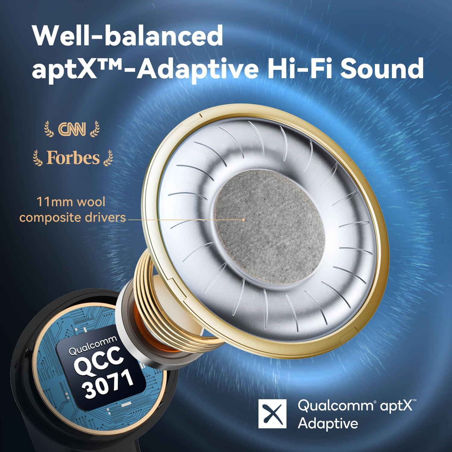 EarFun EarFun Air Pro 3 Noise Cancelling Earbuds, Qualcomm aptX Adaptive Sound, 6 Mics CVC 8.0 ENC, Bluetooth 5.3 Earbuds, Multipoint Connection, 45H Playtime, App Customize EQ, Wireless Charging