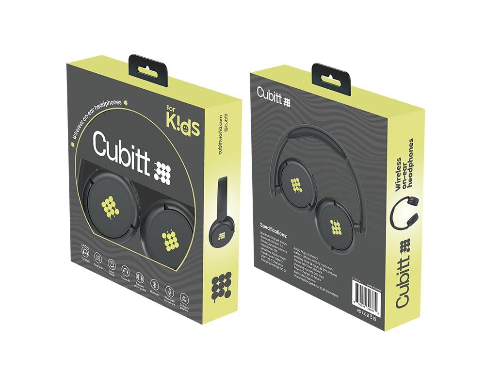 Cubitt Tracking Technologies Cubitt Bluetooth Headphones for Kids, Wireless, with Premium Sound Quality, Built in Microphone, 24 Hours Playtime, Study Mode/Volume Limited and AUX Cord for iPad, Tablet, Airplane, Phone, PC