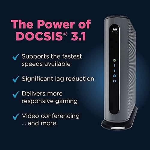 Motorola Motorola MG8702- DOCSIS 3.1 Cable Modem Wi-Fi Router,(High Speed Combo) with Intelligent Power Boost - AC3200 Wi-Fi Speed, Approved for Comcast Xfinity, Cox, and Charter Spectrum - (Renewed )