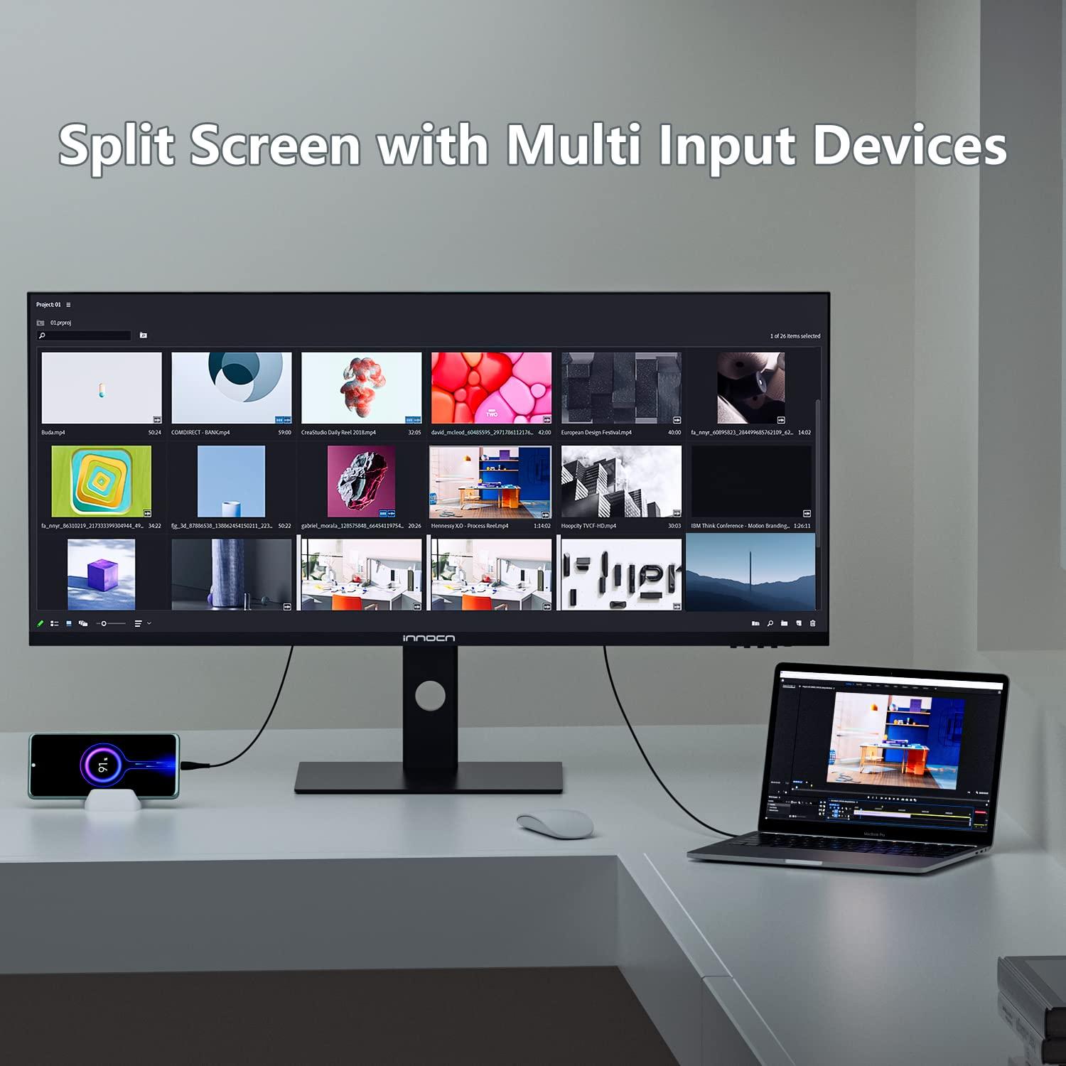 INNOCN INNOCN 40C1R Ultrawide Monitor 40\" WQHD 3440 x 1440p 144Hz AMD FreeSync Premium HDR400 21:9 Computer Monitor 95% DCI-P3 500Nits IPS USB Type-C HDMI Tilt/Height Adjustable Monitor, Mountable