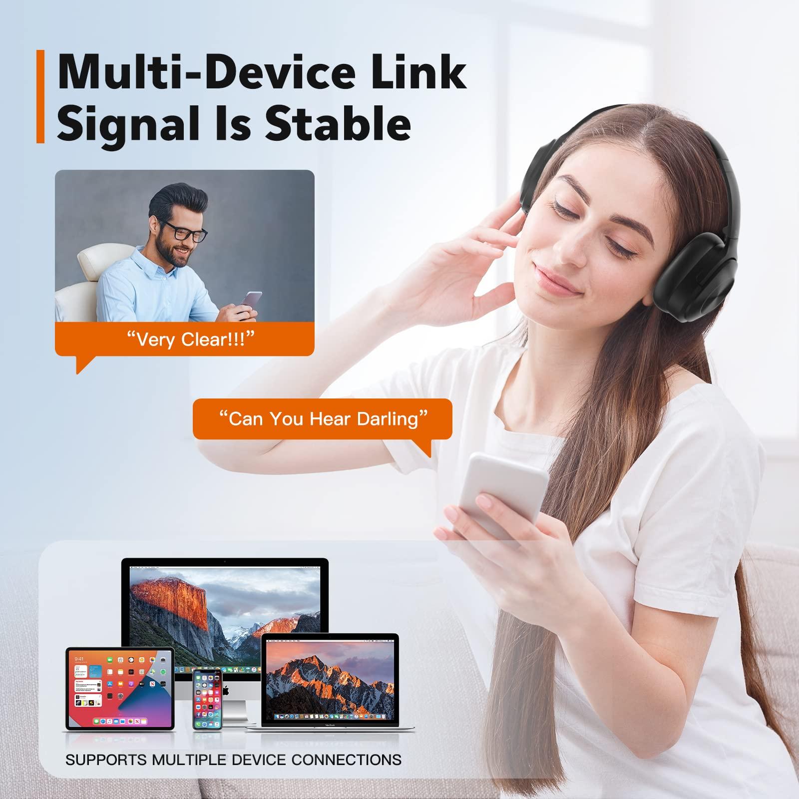 Ulacici Active Noise Cancelling Headphones,Wireless Bluetooth Headphones Built-in Mic 40 Hours Playtime Wireless Noise Cancelling Headphone 3D Low Bass Tone Fast Charge