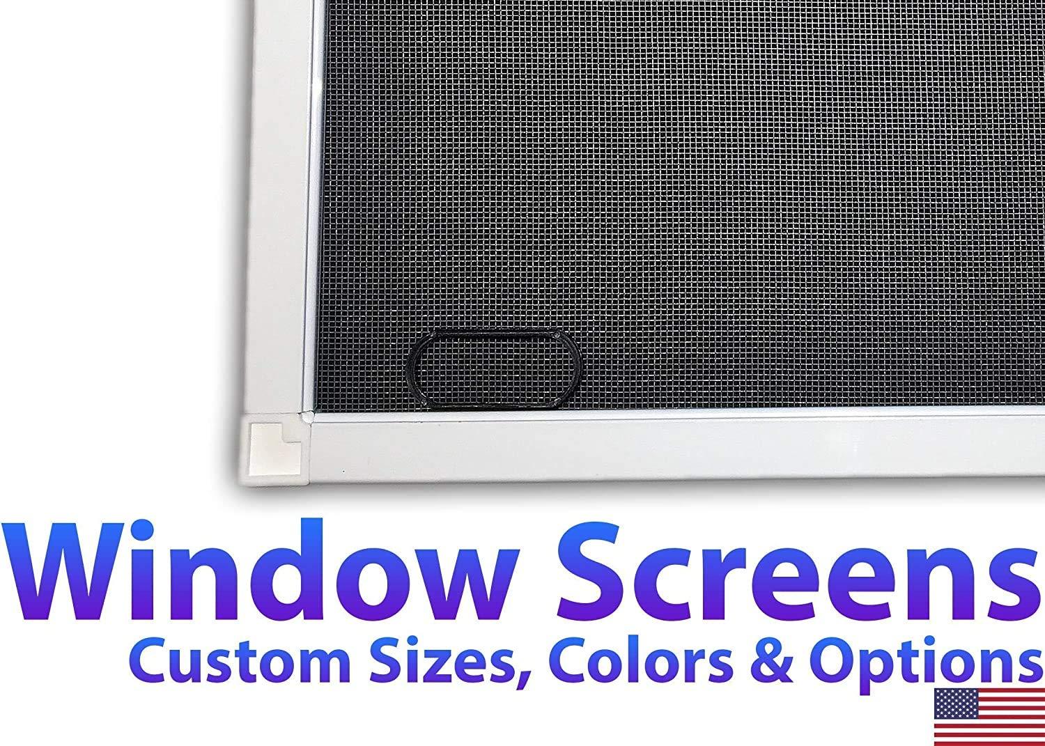 USA WindowScreens Window Screens Pre-Framed, Ready to Hang - Home Replacement Window Screens - Custom Sizes, Colors & Options - Frame Color: (White), Material Type: (Fiberglass Screen - Gray)