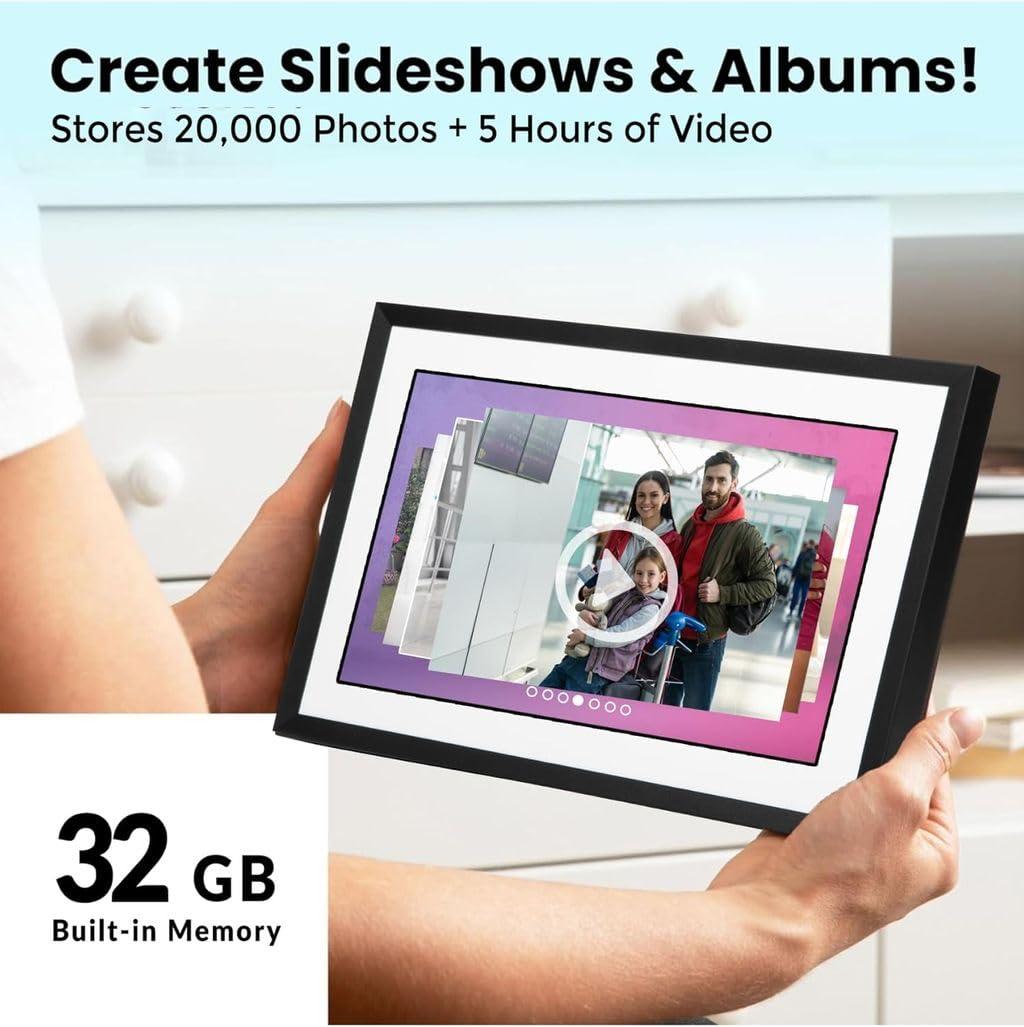 PhotoSpring PhotoSpring 10 inch WiFi Digital Picture Frame | Send Photos by Email, Web or Our Free App | Electronic Picture Frame with Touchscreen & 32GB Internal Memory | Easy Setup | Play Videos up to 5 min