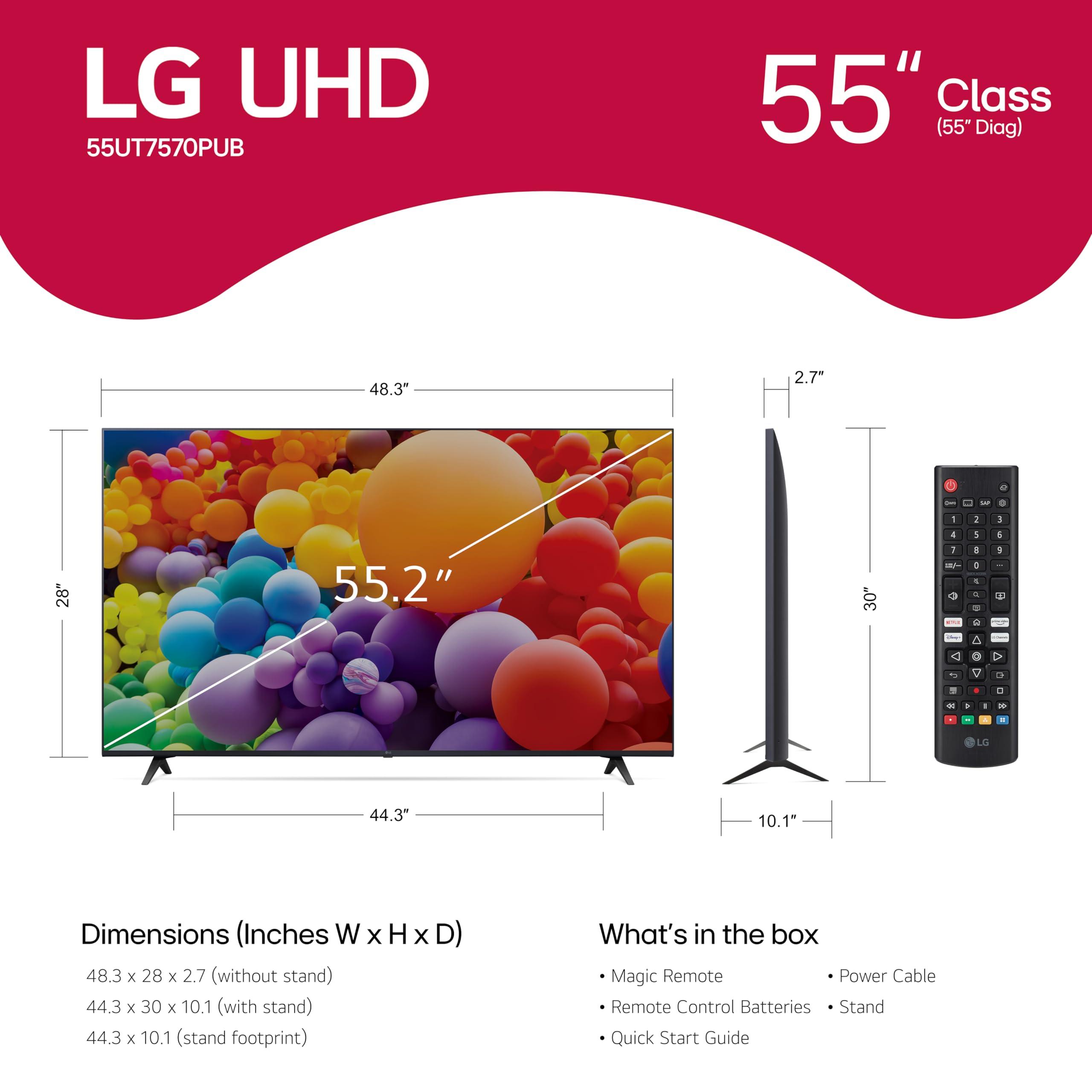 LG LG 55-Inch Class UT75 Series LED Smart TV 4K Processor Flat Screen AI-Powered with Alexa Built-in (55UT7570PUB, 2024)