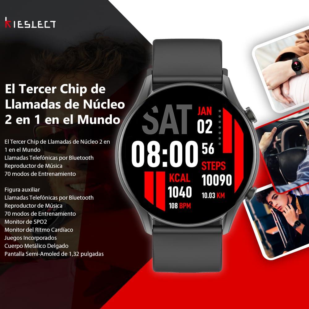 Kieslect Kieslect Kr Smart Watch for Men Women(Answer/Make Calls),1.32\"Semi-AMOLED Touch Screen,Blood Oxygen SpO2, 24/7Heart Rate Monitor,70 Sports Modes Fitness Tracker,IP68,Compatible with Android iOS