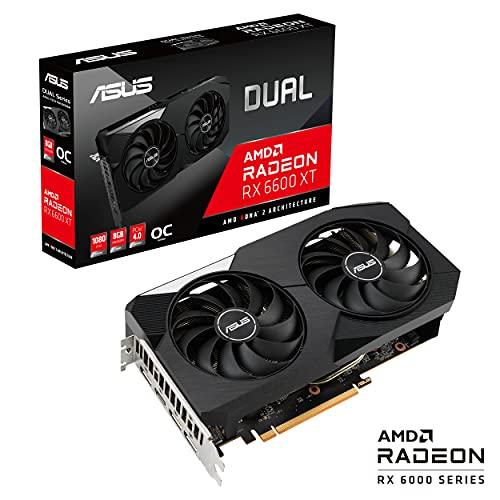 ASUS ASUS Dual AMD Radeon RX 6600 XT OC Edition 8GB GDDR6 Gaming Graphics Card (AMD RDNA 2, PCIe 4.0, 8GB GDDR6 Memory, HDMI 2.1, DisplayPort 1.4a, Axial-tech Fan Design, 0dB Technology)