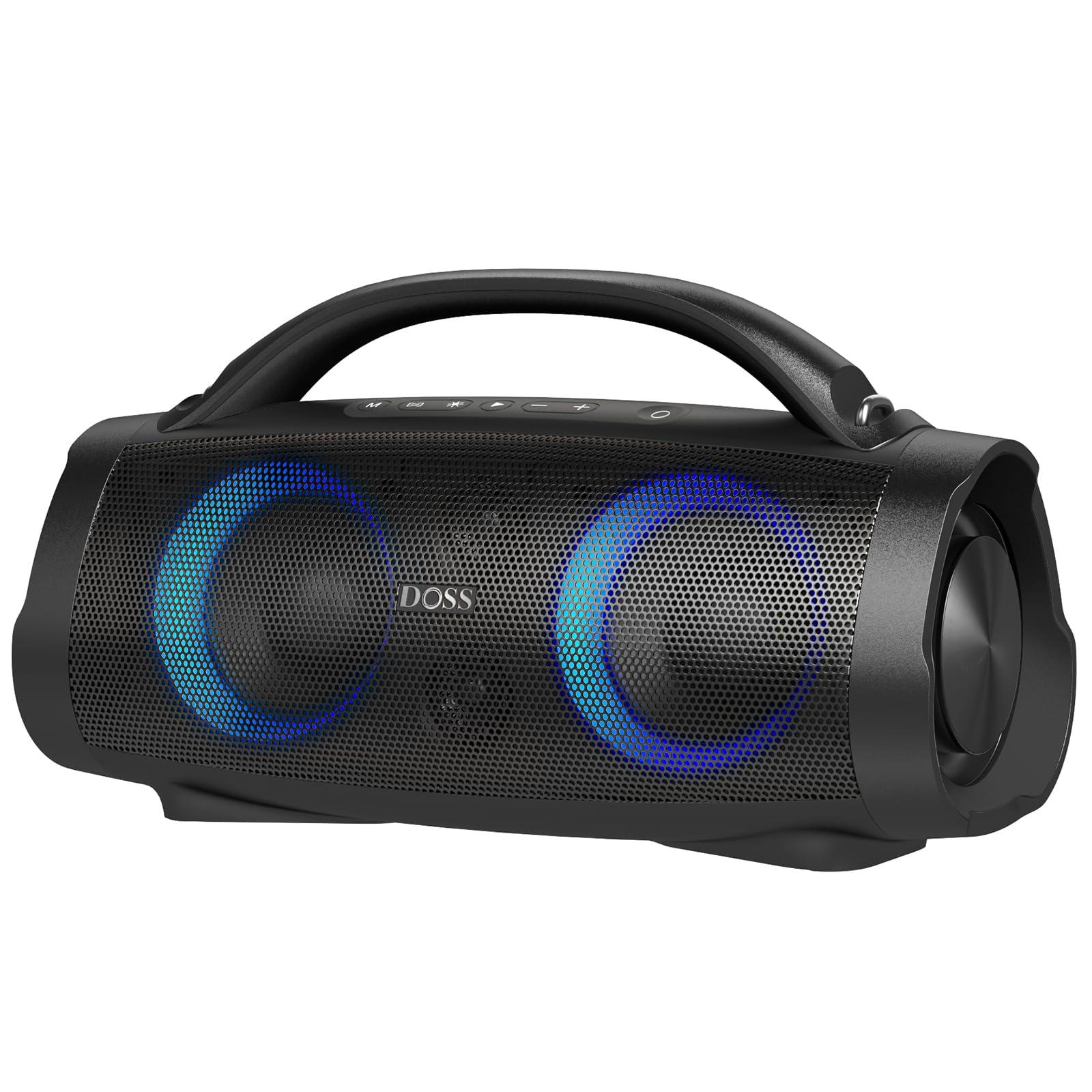 DOSS DOSS Extreme Boom+ Outdoor Bluetooth Speaker with 100W Stereo Sound, Extra Bass, 20H Playtime, Party-Sync LED Lights, Built-in Power Bank, IPX6 Waterproof Speaker for Camping, Pool, Beach, Yard